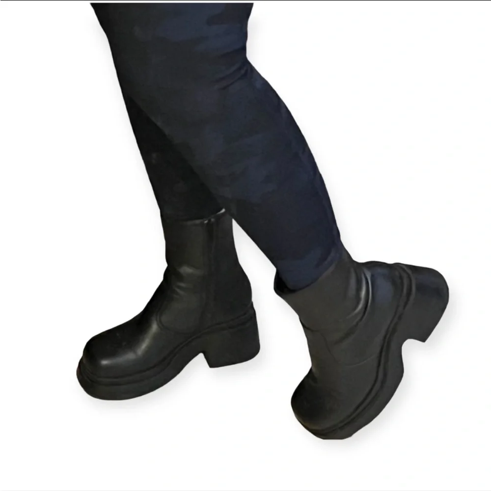 Vintage 90s Y2K SoHo Cobbler Alex Chunky Platform Leather Boots Size 8.5 - Picture 14 of 16